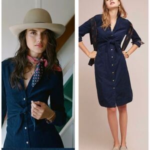 Anthropologie Maeve Navy blue corduroy dress. Size 2.